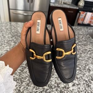 Black Loafers with Gold Accent